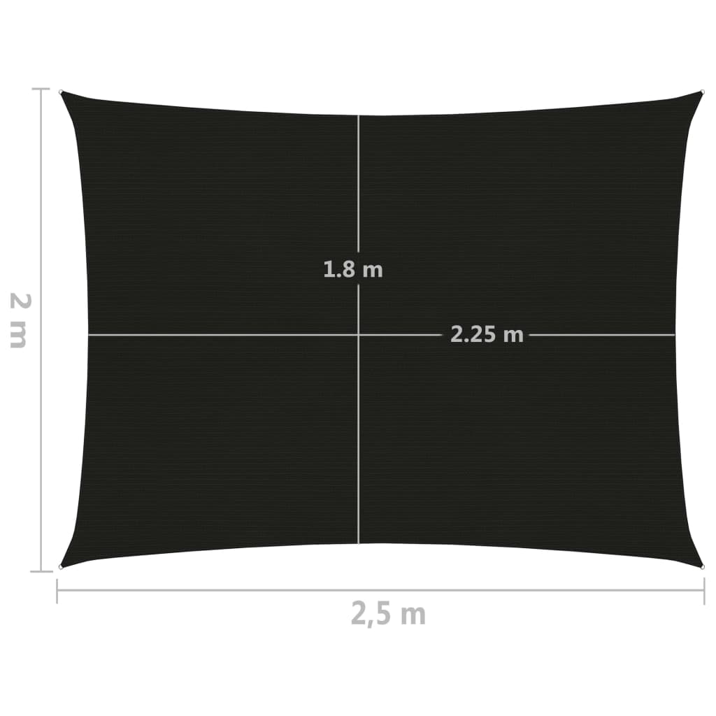 vidaXL Żagiel przeciwsłoneczny, 160 g/m², czarny, 2x2,5 m, HDPE