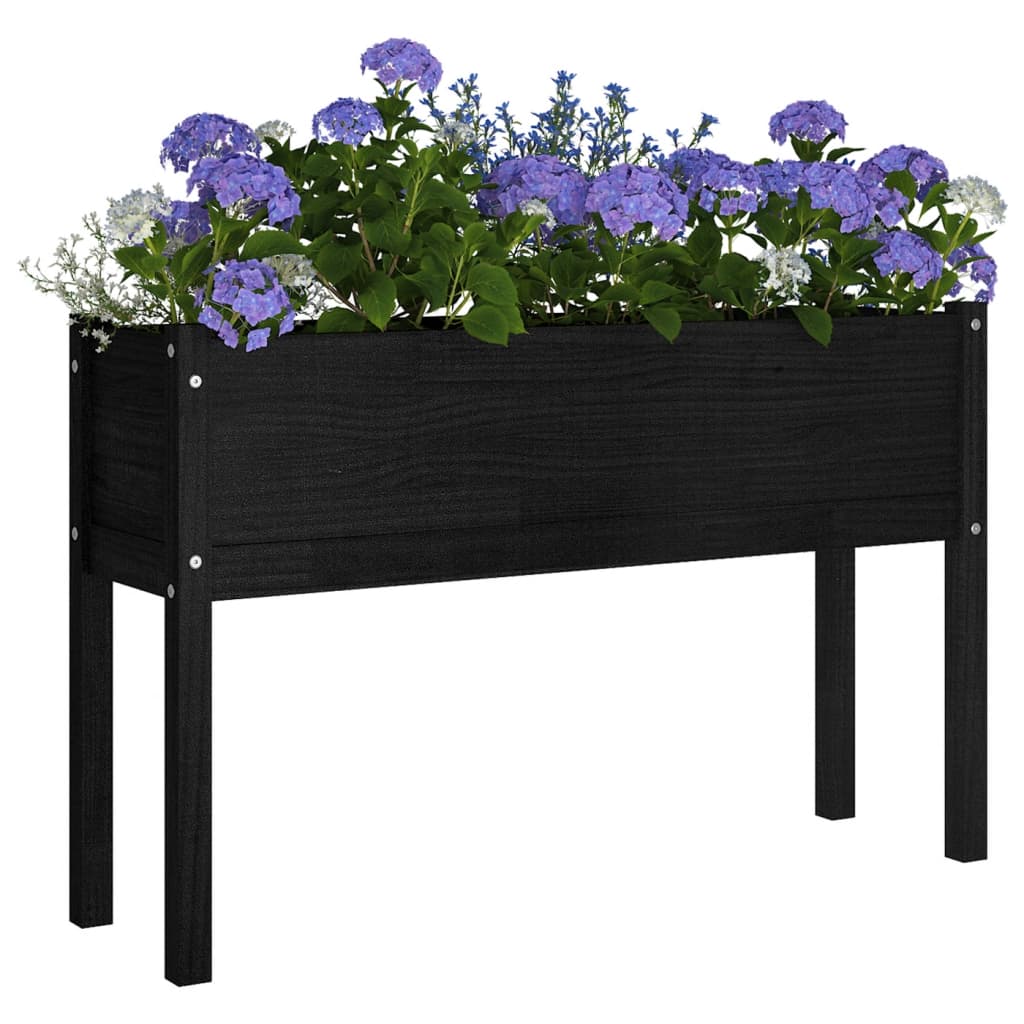 vidaXL Skrzynie ogrodowe na kwiaty, 2 szt., czarne, 110x31x70 cm