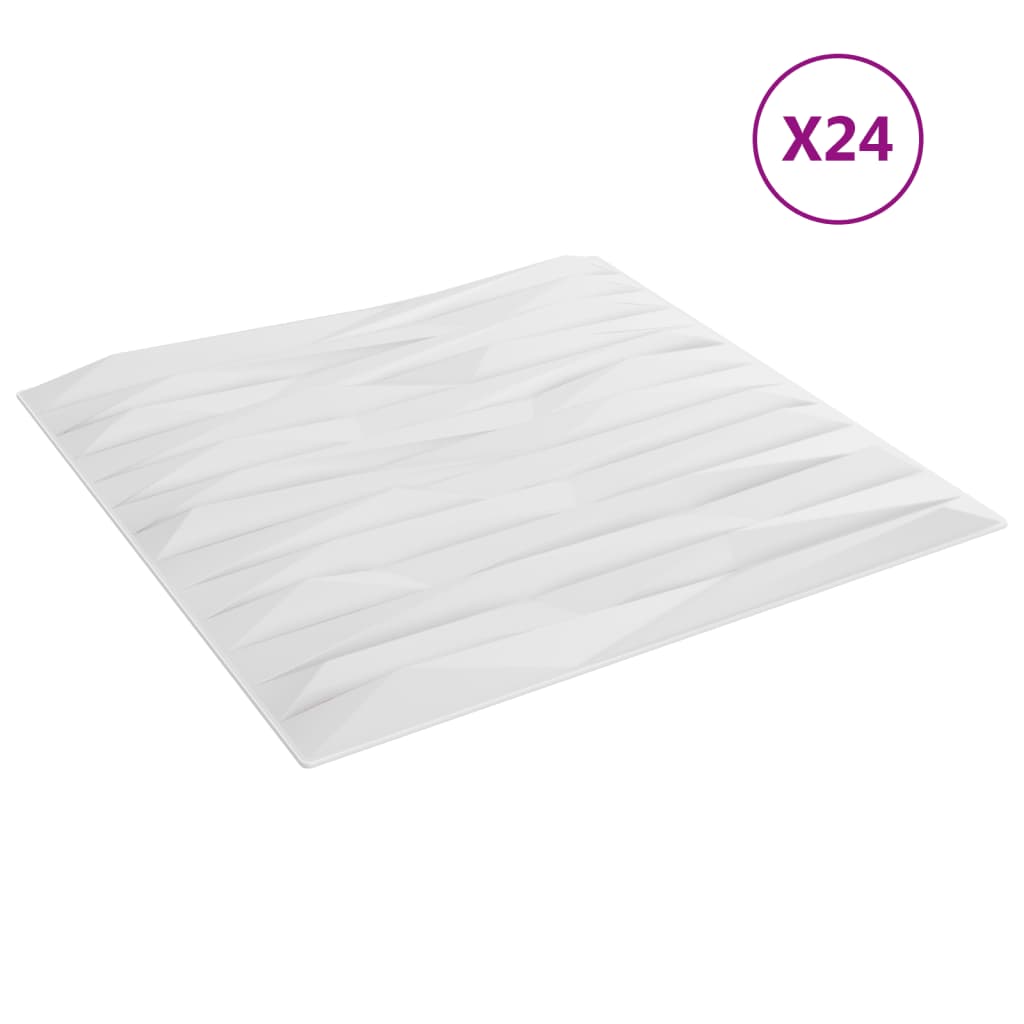 vidaXL Panele ścienne, 24 szt., białe, 50x50 cm, EPS, 6 m², kamień