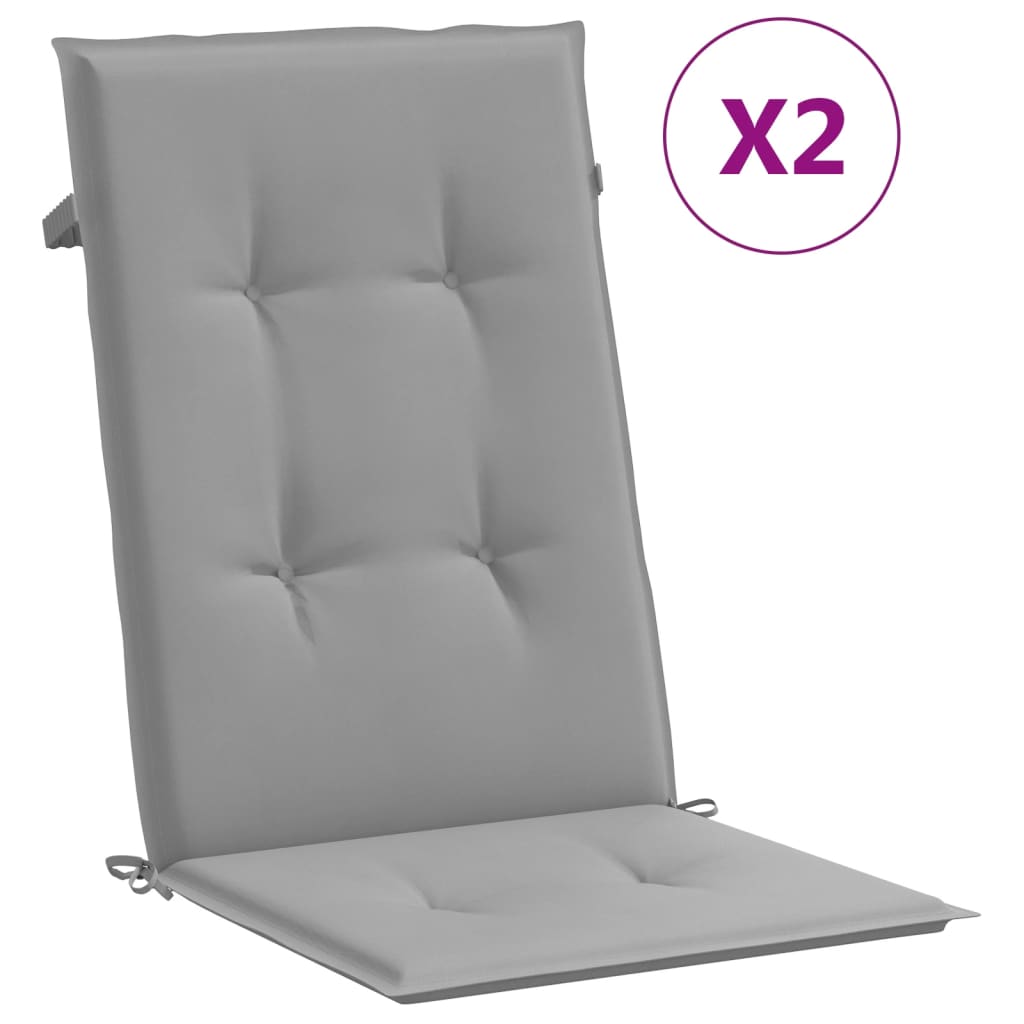 vidaXL Poduszki na krzesła ogrodowe, 2 szt., szare, 120x50x3 cm