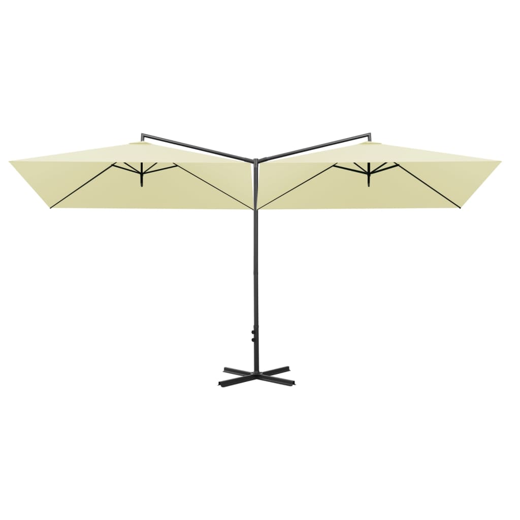 vidaXL Podwójny parasol na stalowym słupku, piaskowy, 600x300 cm