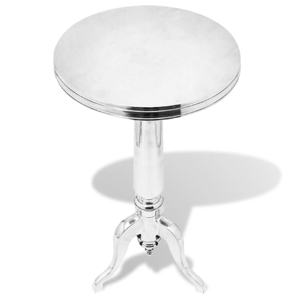 vidaXL Okrągły stolik boczny z aluminium, srebrny