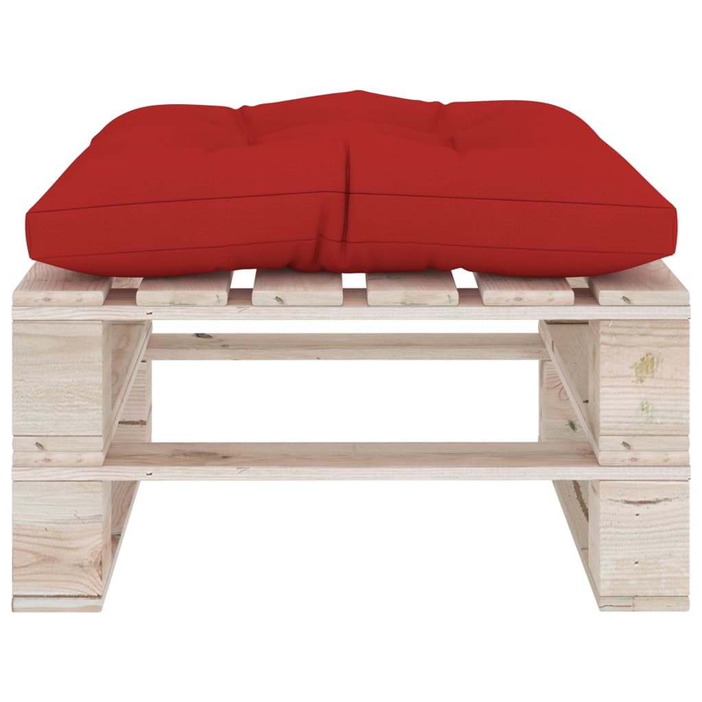 vidaXL Ogrodowy stołek z palet z czerwoną poduszką, drewno sosnowe