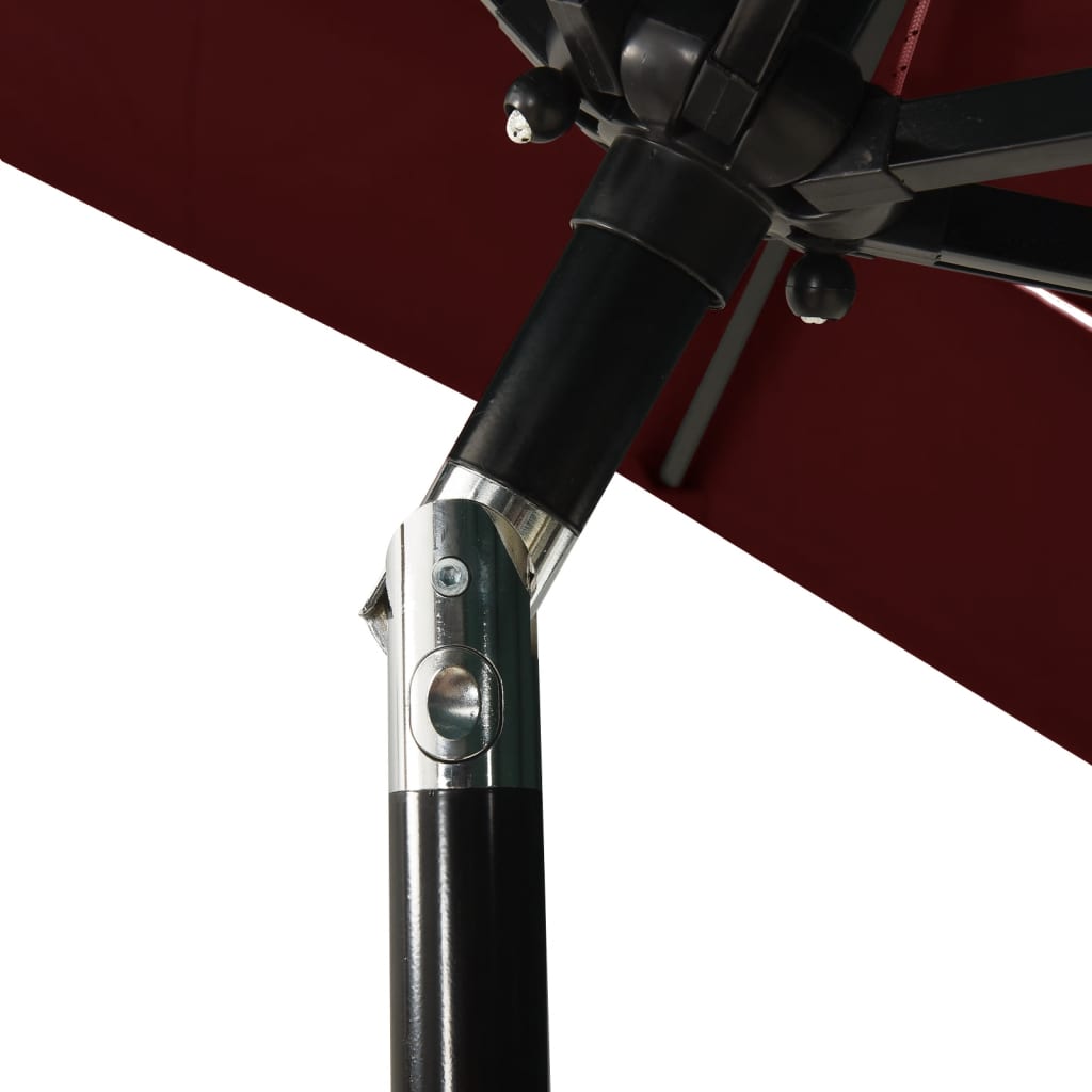 vidaXL 3-poziomowy parasol na aluminiowym słupku, bordowy, 2x2 m