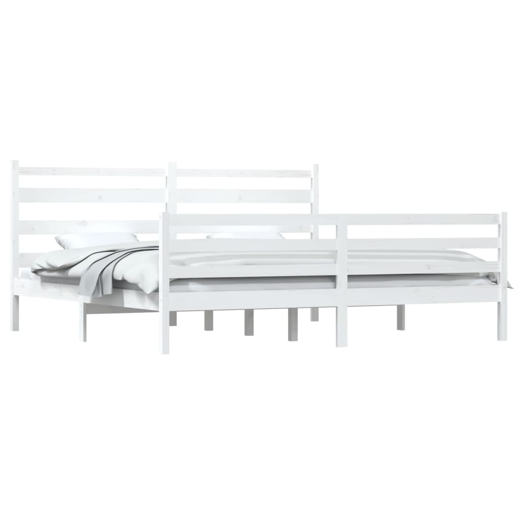 vidaXL Rama łóżka, lite drewno sosnowe, 200 x 200 cm, biała