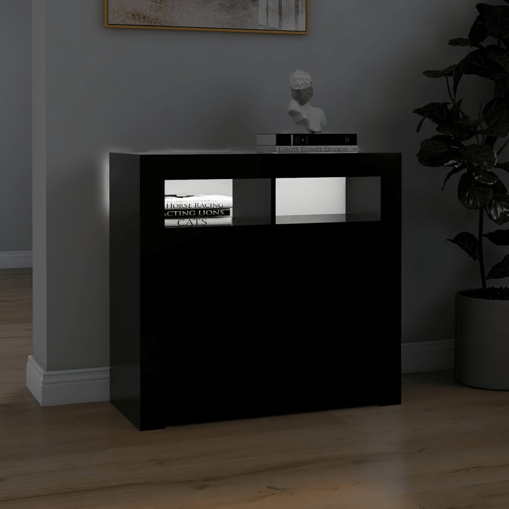 vidaXL Szafka z oświetleniem LED, czarna, 80 x 35 x 75 cm