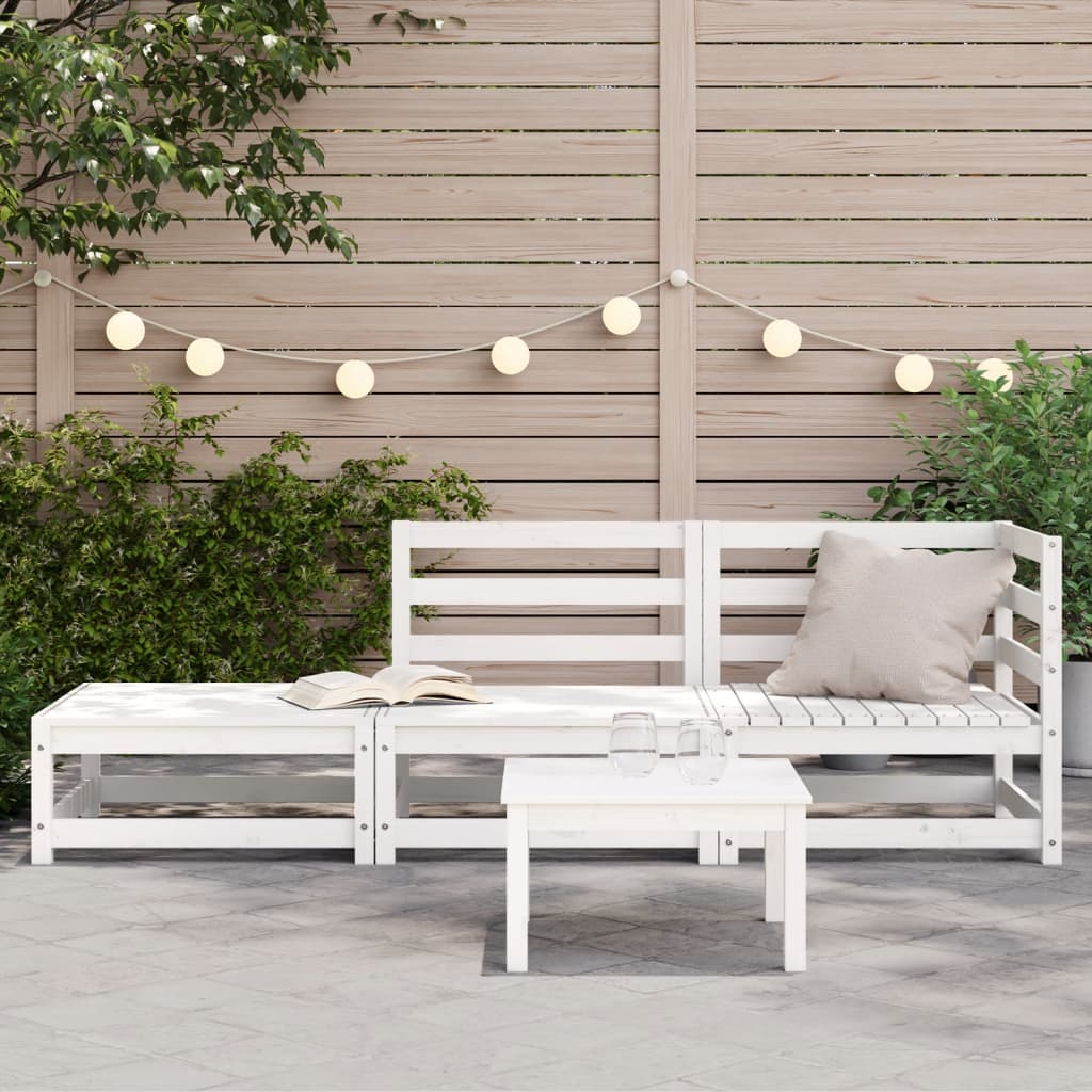 vidaXL Sofa ogrodowa z podnóżkiem, 2-osobowa, biała, drewno sosnowe