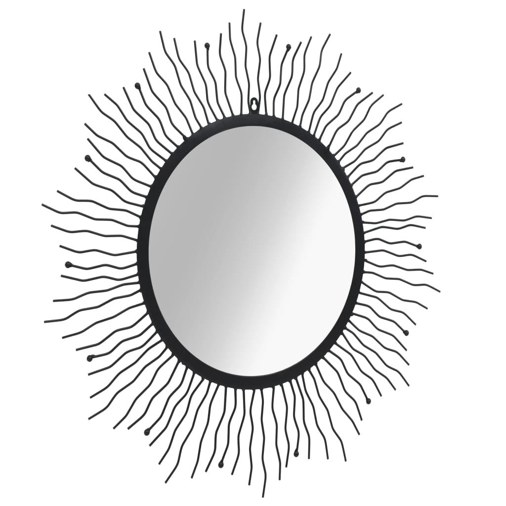 vidaXL Ogrodowe lustro ścienne w kształcie słońca, 80 cm, czarne