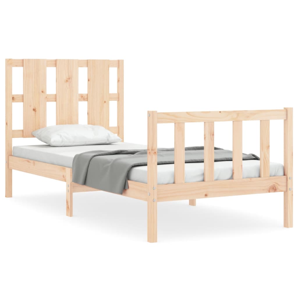 vidaXL Rama łóżka z wezgłowiem, 90x200 cm, lite drewno