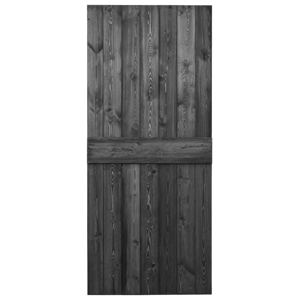 vidaXL Drzwi przesuwne z osprzętem, 80x210 cm, sosnowe, czarne