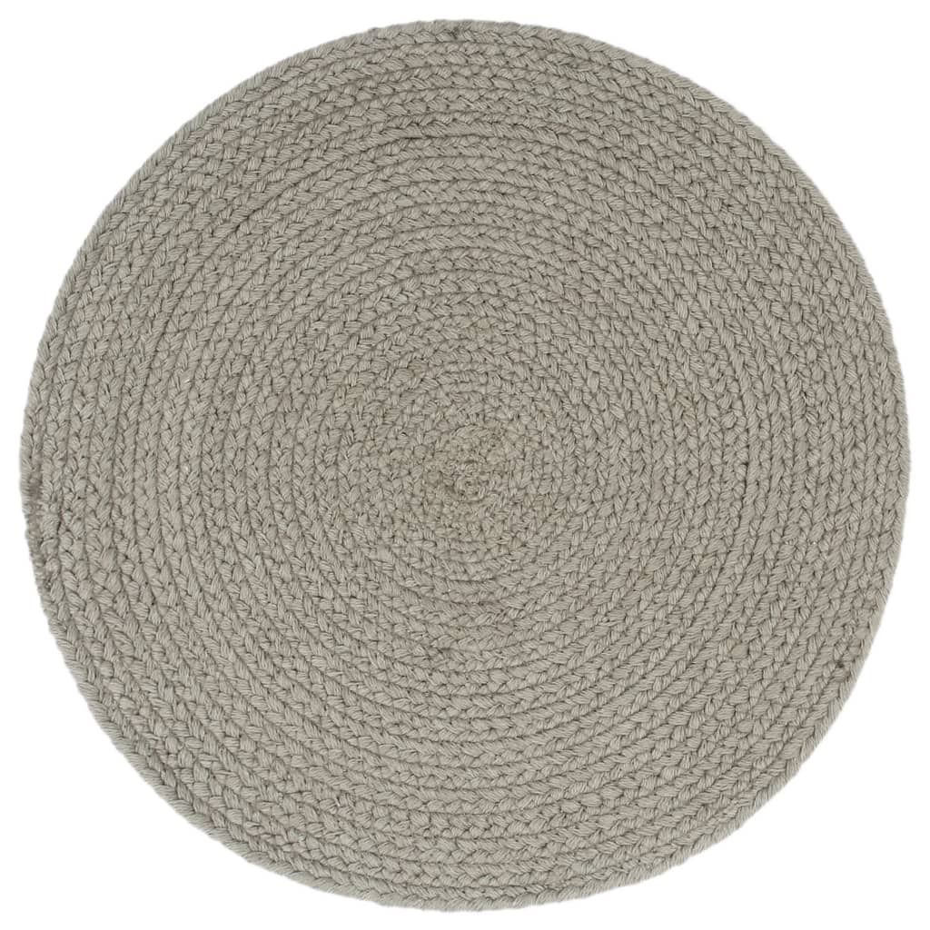 vidaXL Maty na stół, 6 szt., gładkie, szare, 38 cm, okrągłe, bawełna