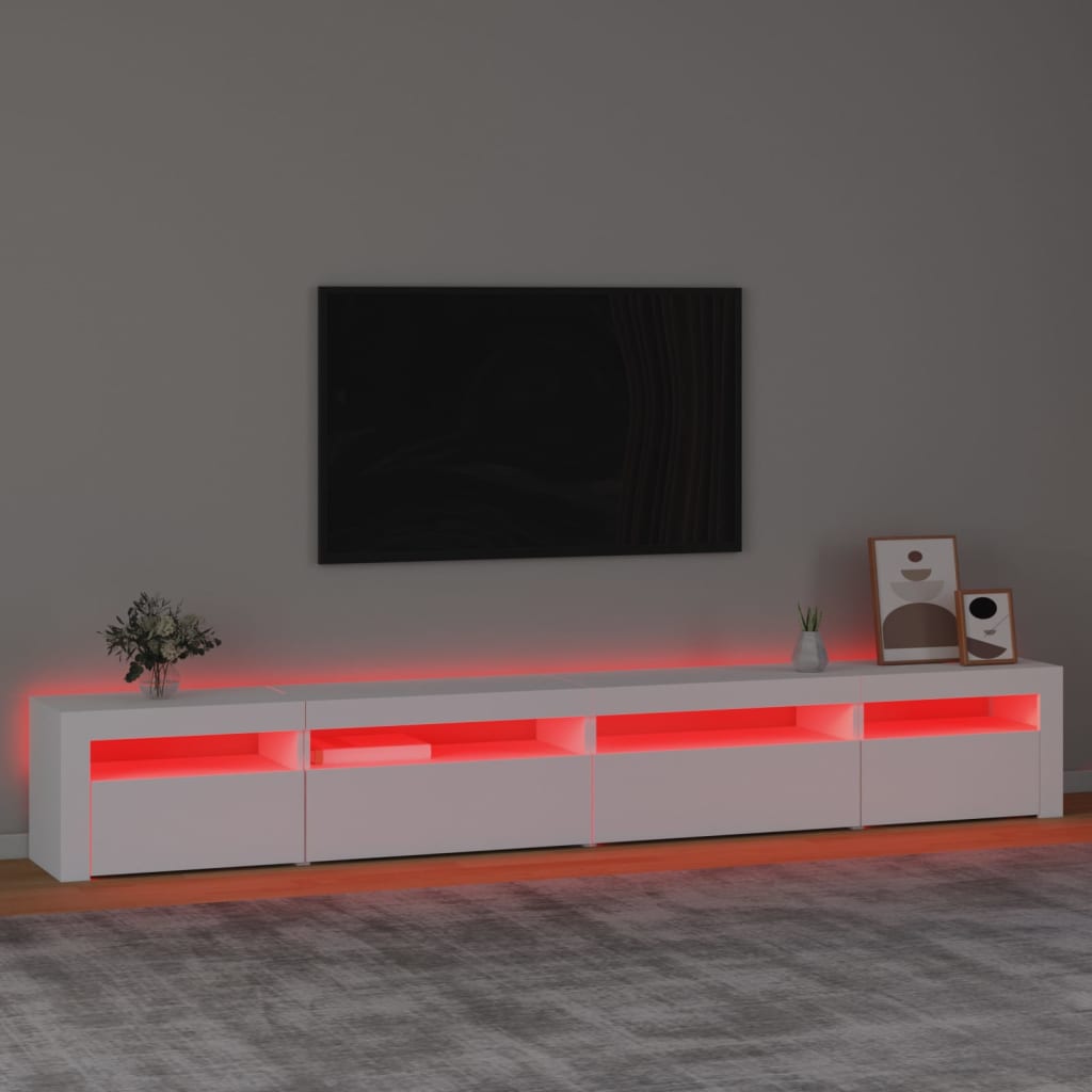 vidaXL Szafka pod TV z oświetleniem LED, biała, 270x35x40 cm