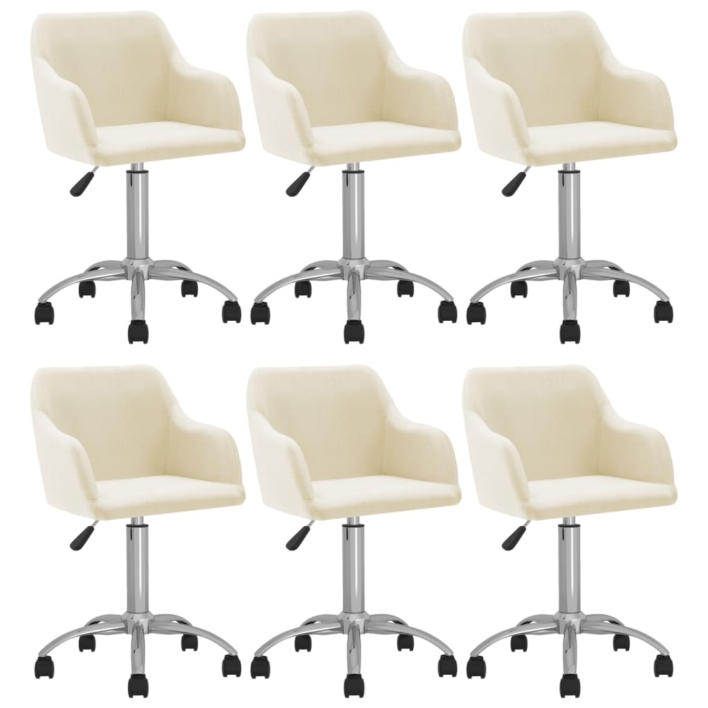 vidaXL Obrotowe krzesła stołowe, 6 szt., kremowe, obite tkaniną