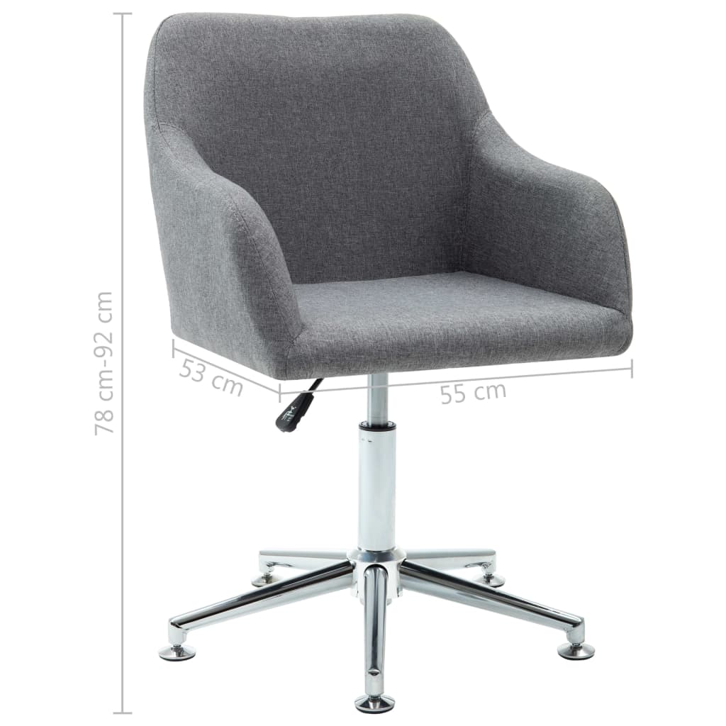 vidaXL Obrotowe krzesło do jadalni, jasnoszare, tkanina