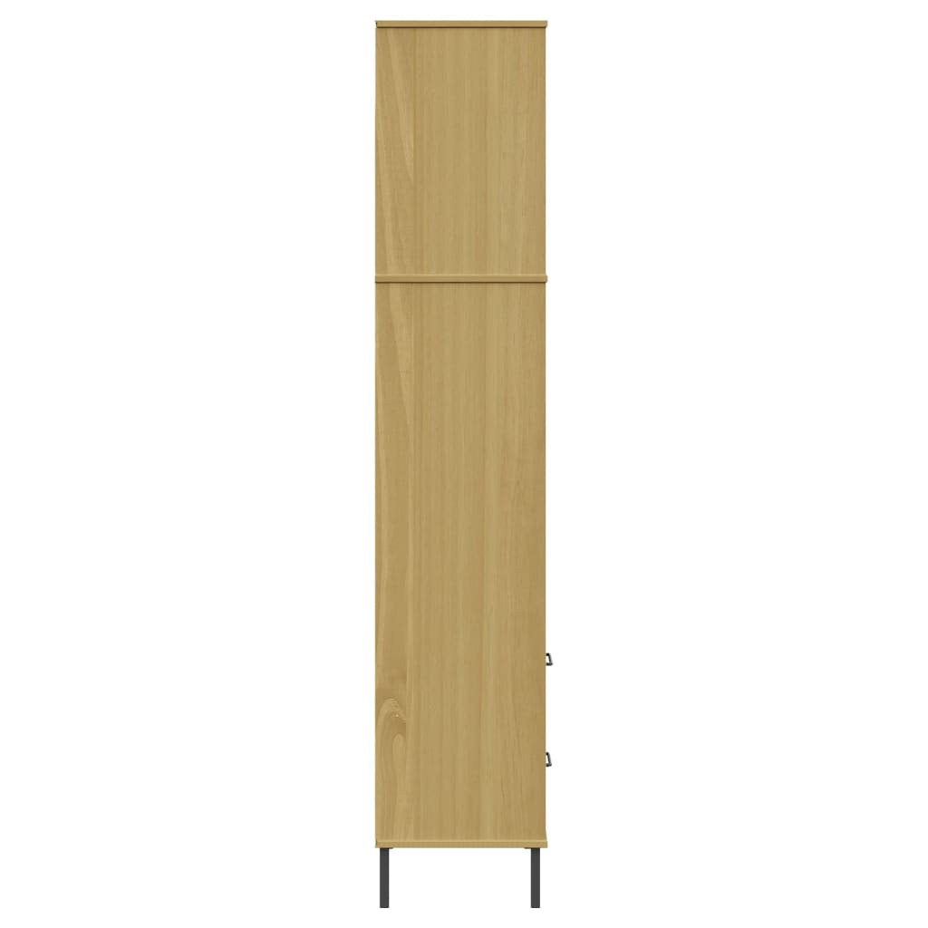 vidaXL Regał OSLO z 2 szufladami, brązowy, 60x35x180 cm, lite drewno