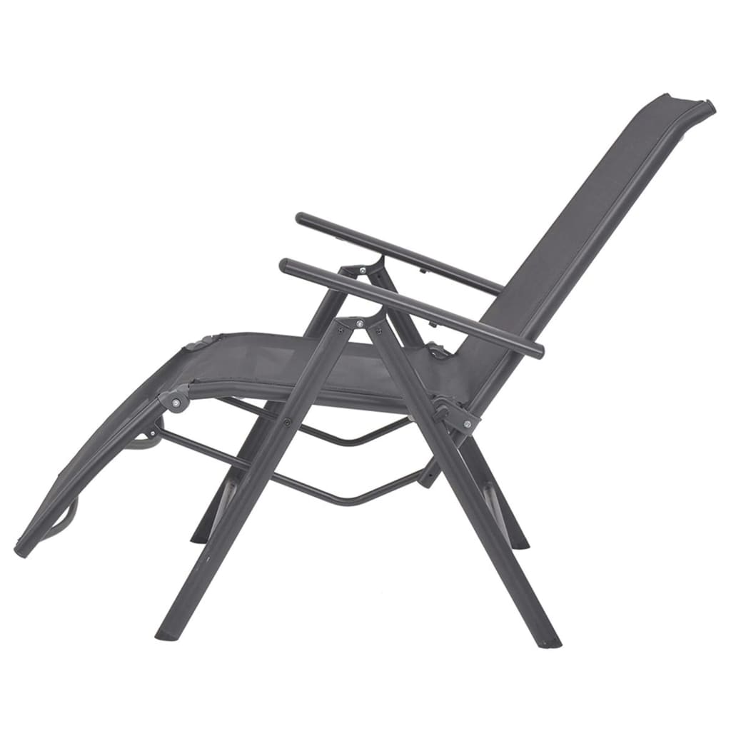 vidaXL Rozkładane krzesło tarasowe, aluminium i textilene, czarne