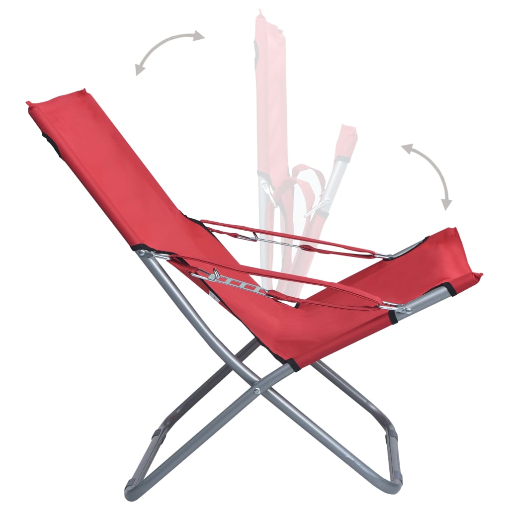 vidaXL Składane krzesła plażowe, 2 szt., tkanina, czerwone