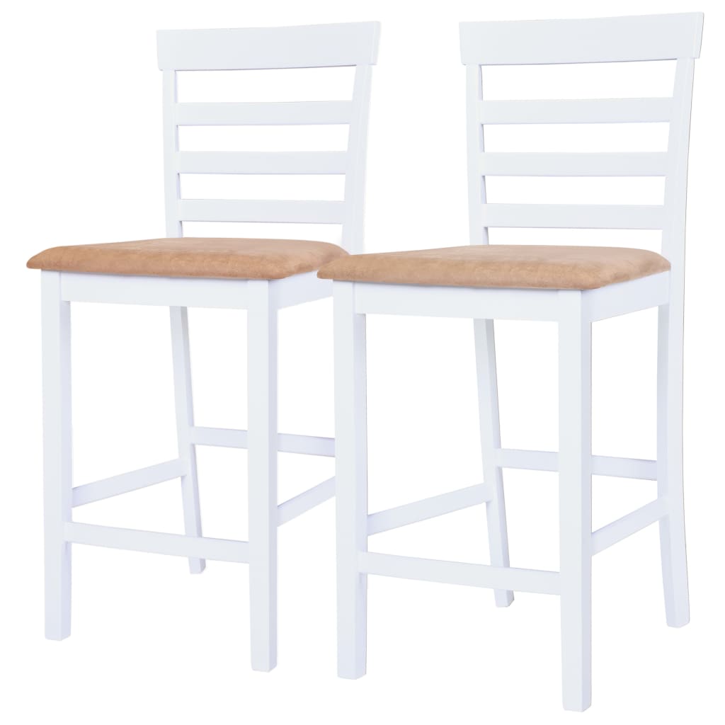 vidaXL Stół barowy i 2 krzesła, lite drewno, kolor brązowy i biały
