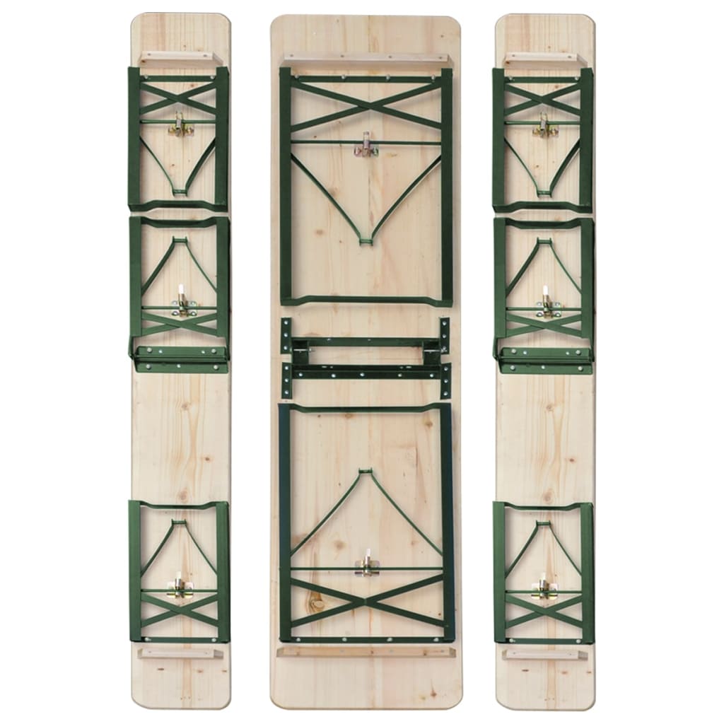 vidaXL Składany stół biesiadny z 2 ławkami, 220 cm, drewno jodłowe