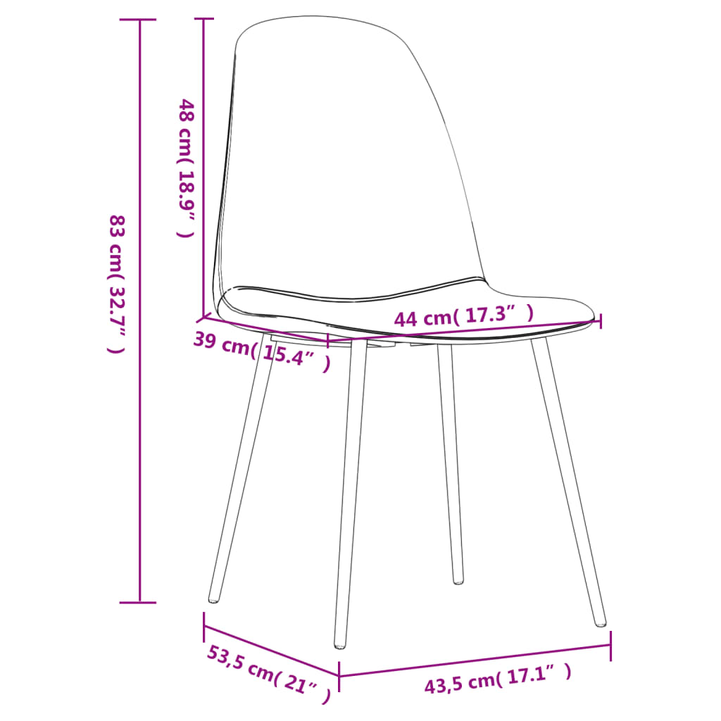vidaXL Krzesła stołowe, 4 szt., 45x53,5x83 cm, lśniący brąz, ekoskóra