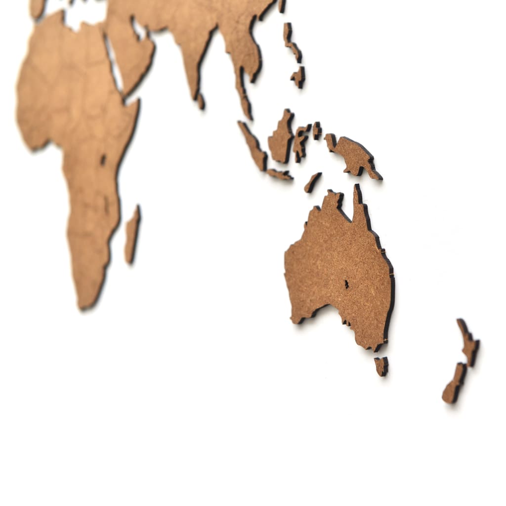 MiMi Innovations Drewniana mapa świata Luxury, brązowa, 90x54 cm