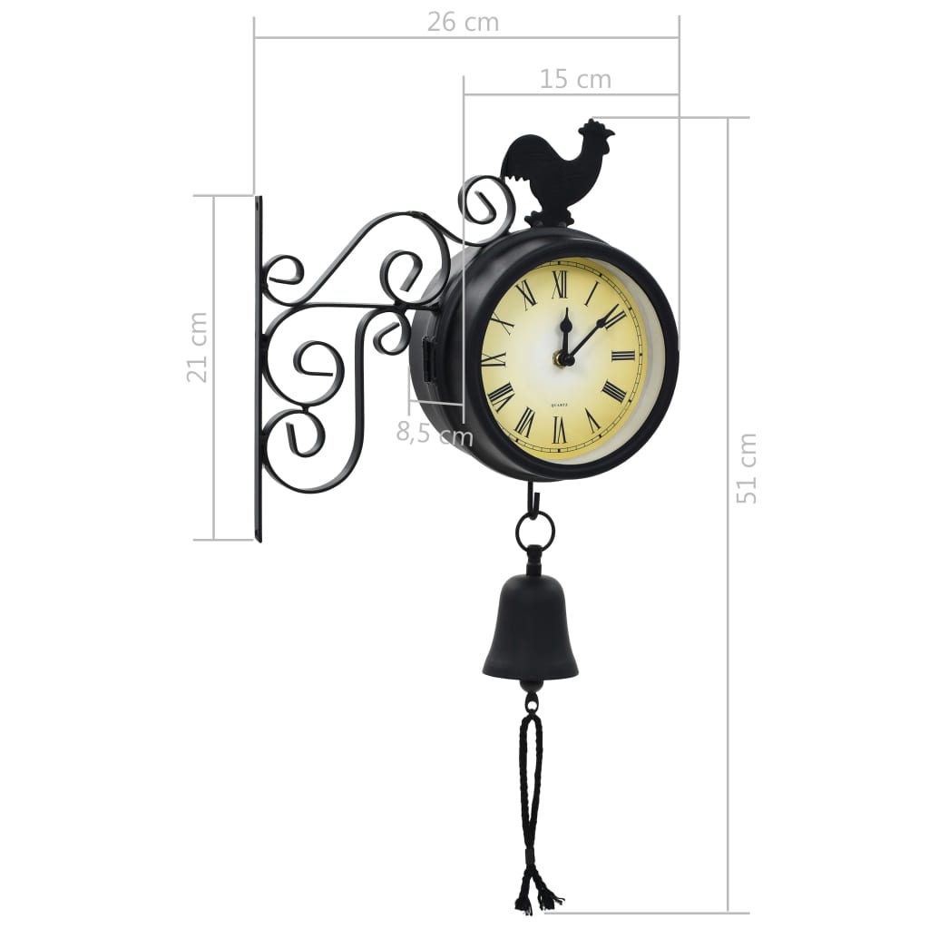 vidaXL Ścienny zegar ogrodowy z termometrem, vintage