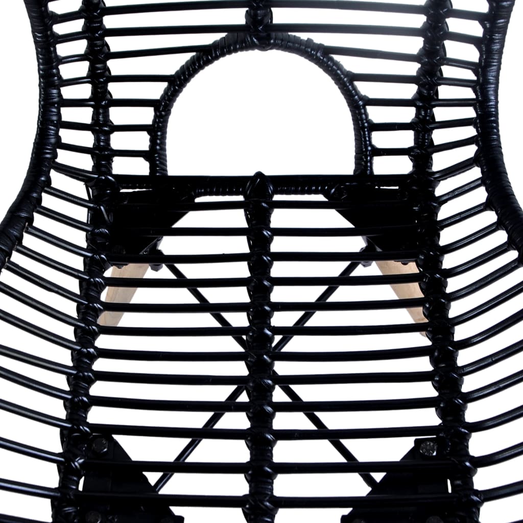 vidaXL Krzesła stołowe, 4 szt., czarne, naturalny rattan