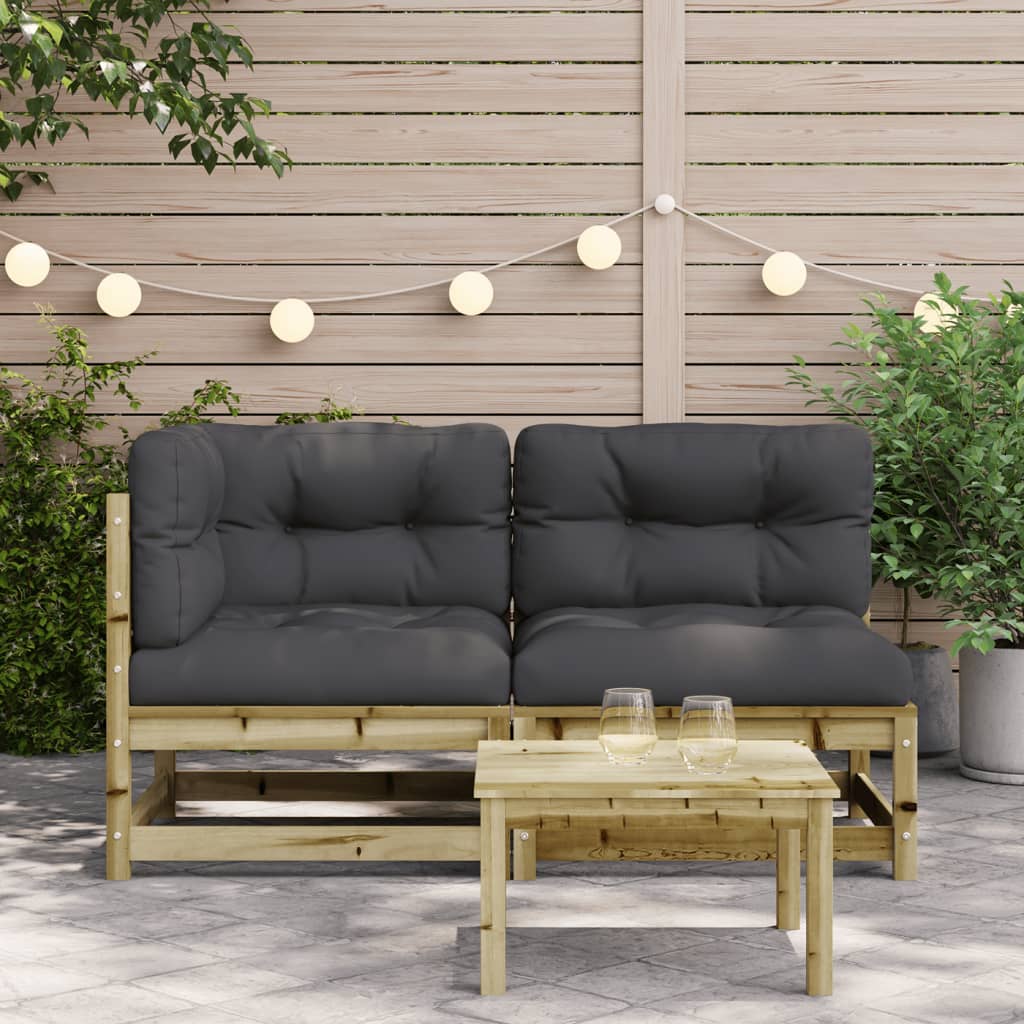vidaXL Sofa ogrodowa z poduszkami, 2-osobowa, impregnowana sosna