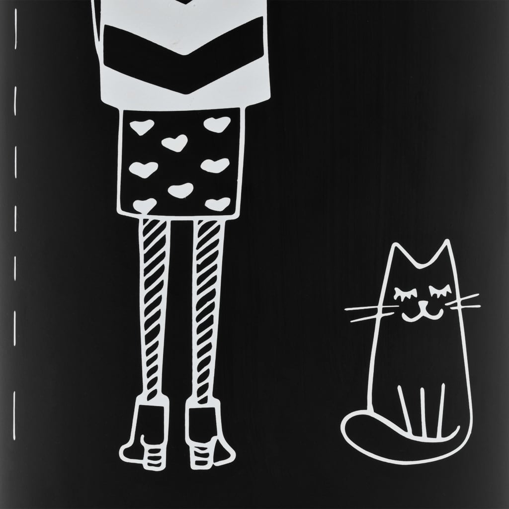 vidaXL Stojak na parasole, wzór z kobietami i kotem, stalowy, czarny
