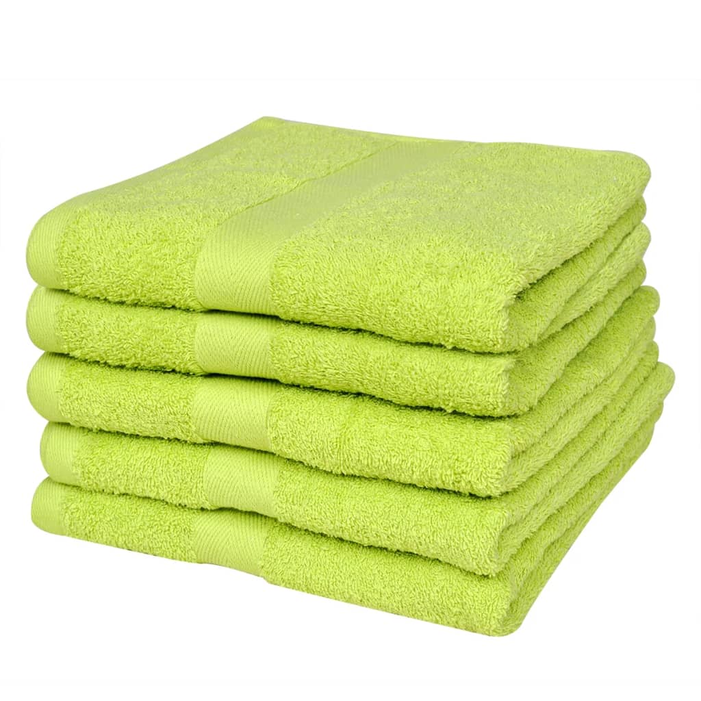 vidaXL Ręczniki, 5 szt., bawełna, 500 g/m², 70x140 cm, zielone