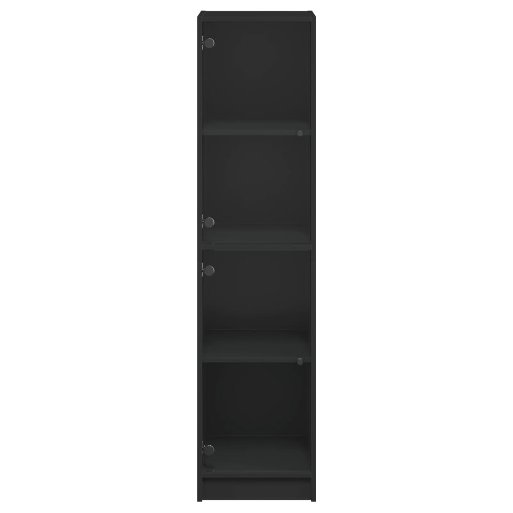 vidaXL Szafka ze szklanymi drzwiami, czarna, 35x37x142 cm