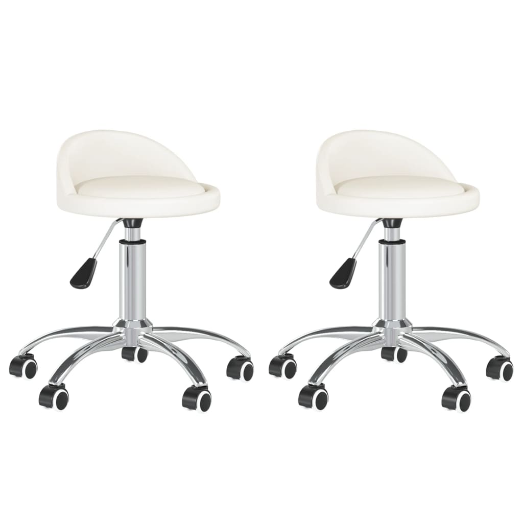 vidaXL Obrotowe krzesła stołowe, 2 szt., białe, sztuczna skóra