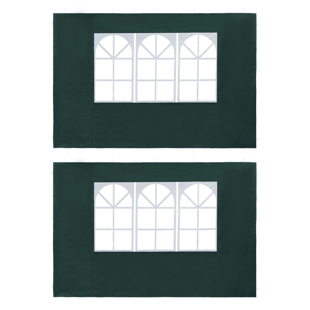 vidaXL Ścianki boczne do namiotu, 2 szt., z oknem, PE, zielone