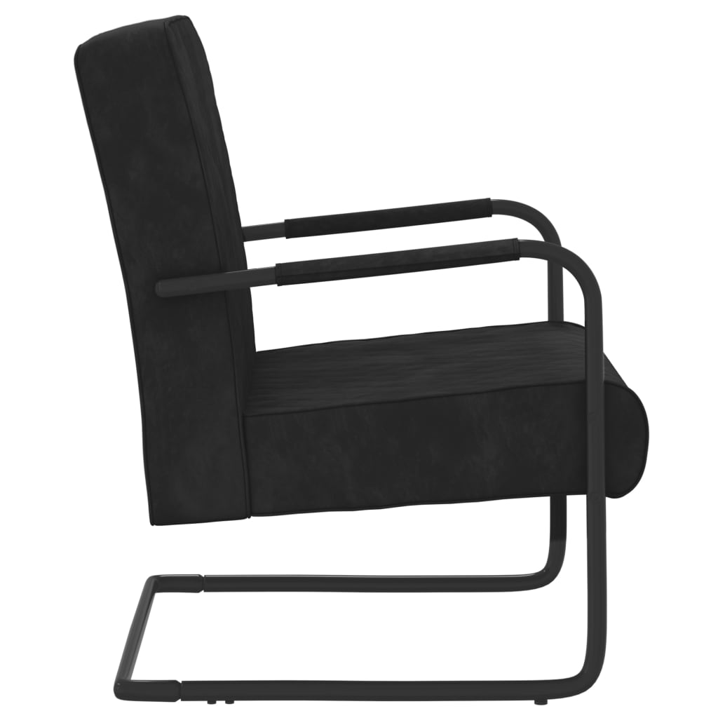 vidaXL Krzesło wspornikowe, czarne, obite aksamitem