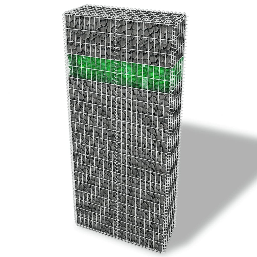 vidaXL Ściana gabionowa ze szklanymi kamieniami i LED, 85x30x200 cm