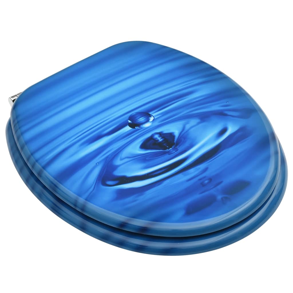 vidaXL Deska klozetowa, MDF, niebieski motyw z kroplą wody