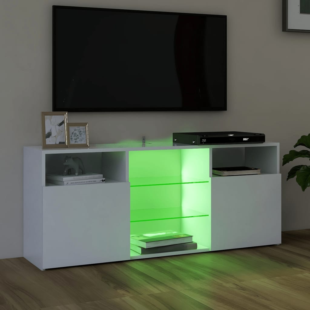 vidaXL Szafka TV z oświetleniem LED, biała, 120x30x50 cm