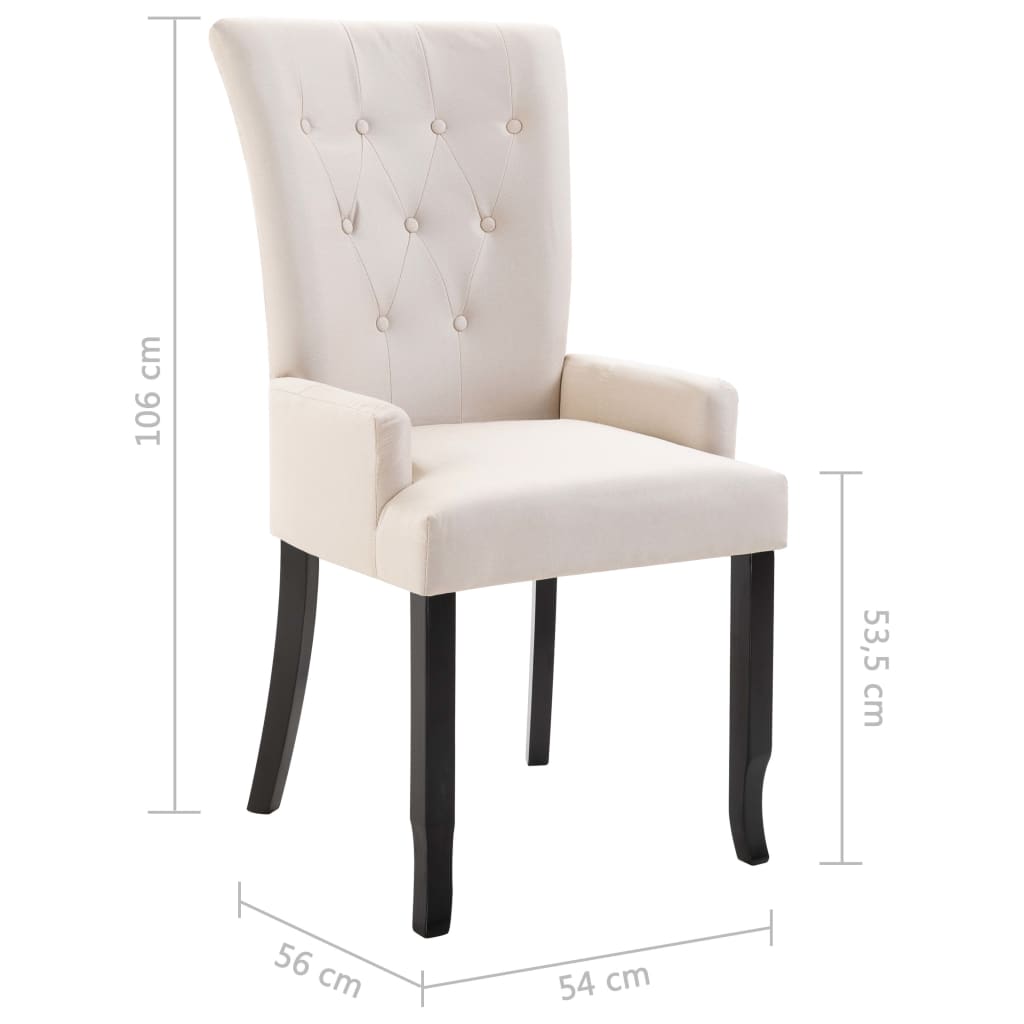 vidaXL Krzesła stołowe z podłokietnikami, 6 szt., beżowe, tkanina