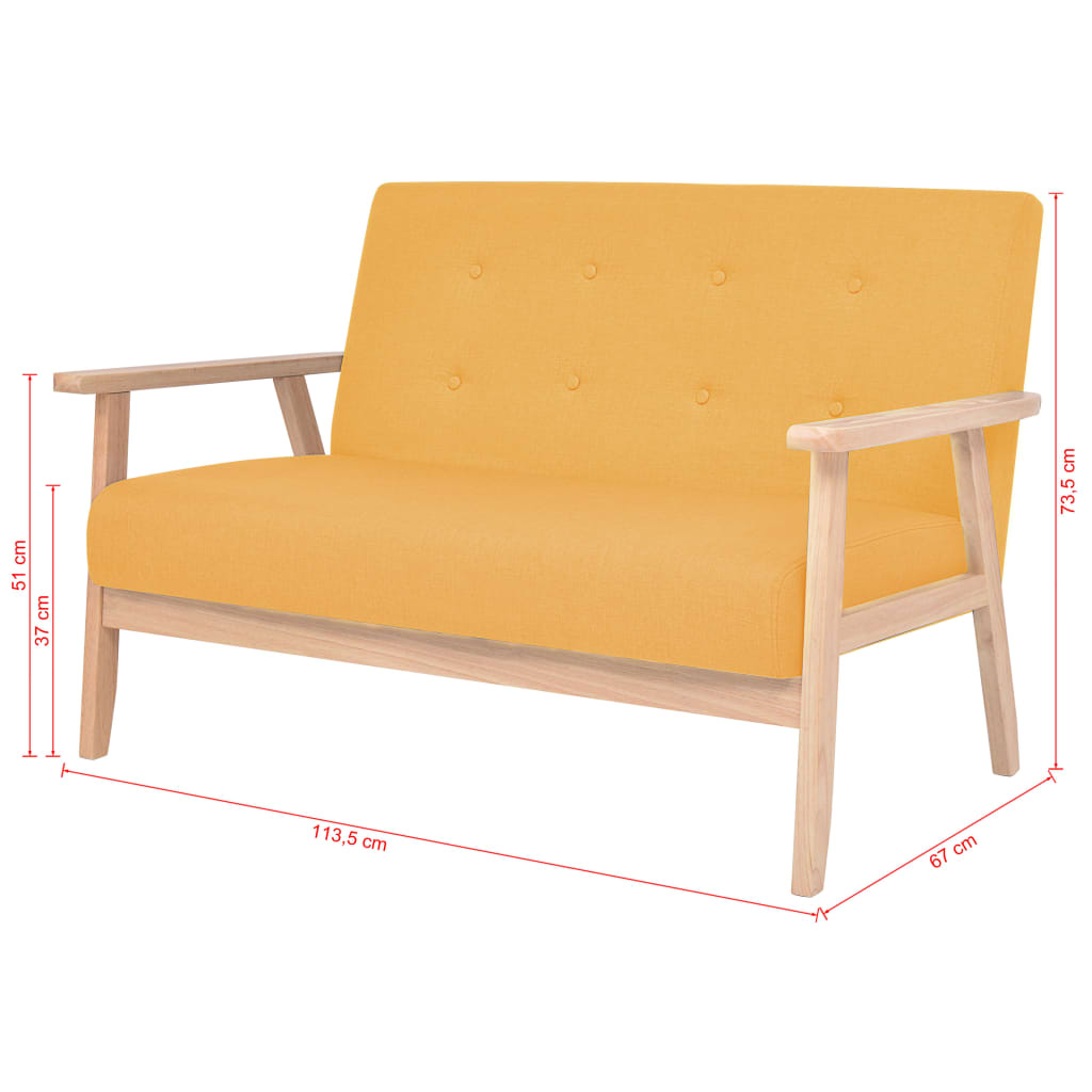 vidaXL 2 osobowa sofa tapicerowana, żółta