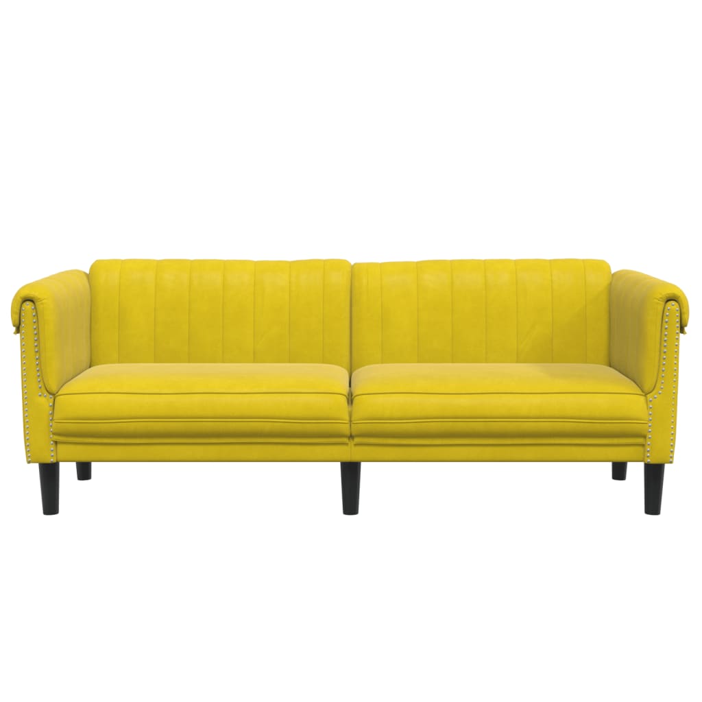 vidaXL Sofa 3-osobowa, żółta, tapicerowana aksamitem
