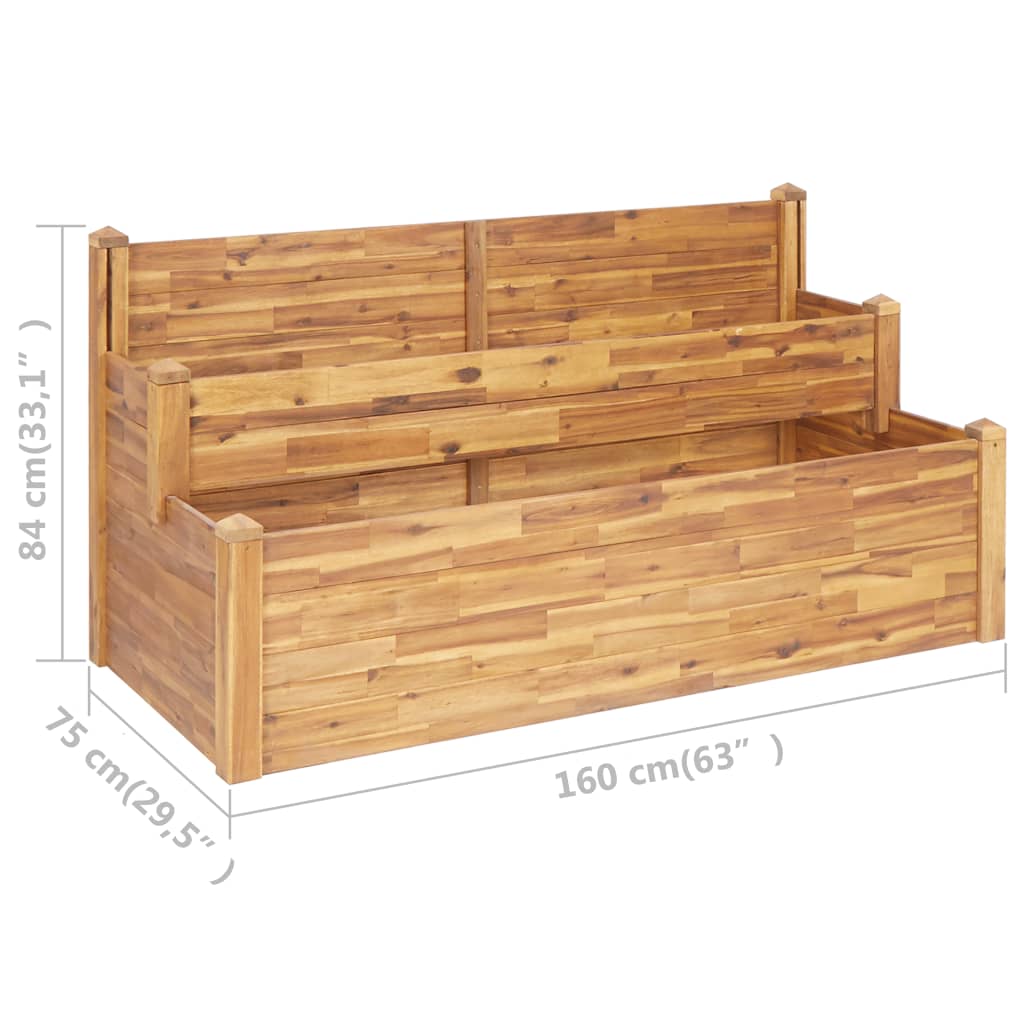 vidaXL 2-poziomowa donica ogrodowa, 160x75x84 cm, lite drewno akacjowe