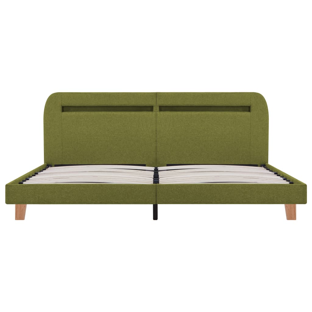 vidaXL Rama łóżka z LED, zielona, tapicerowana tkaniną, 160 x 200 cm
