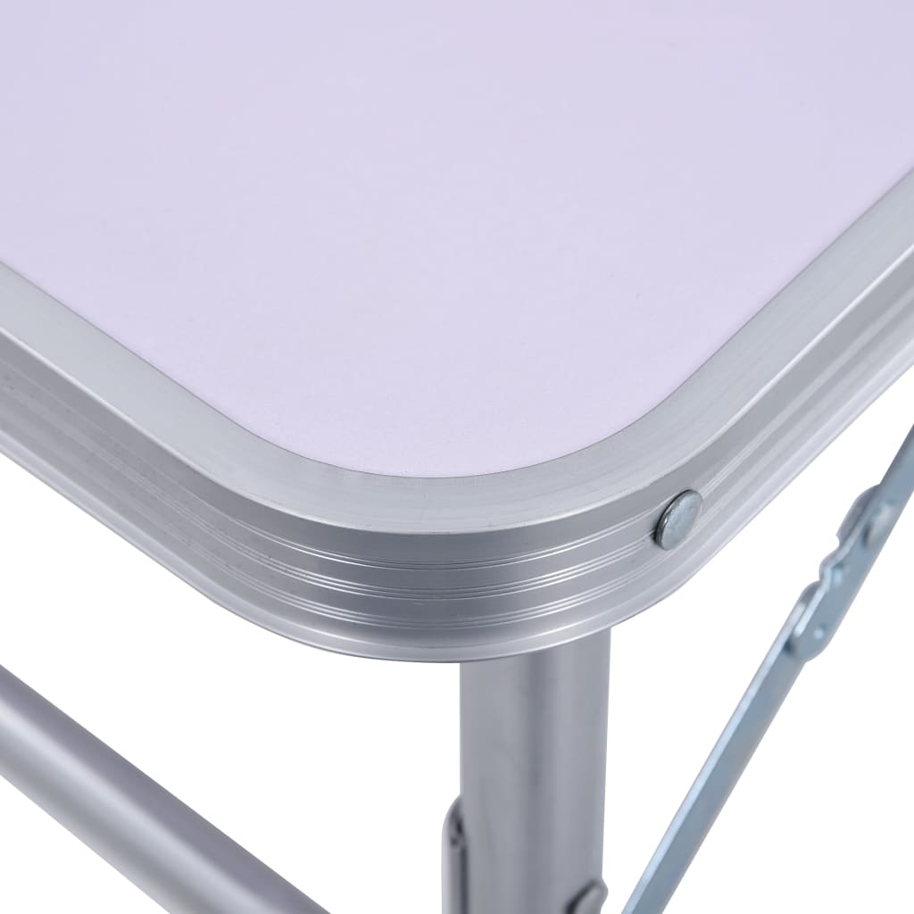 vidaXL Składany stolik turystyczny, biały, aluminiowy, 60 x 45 cm