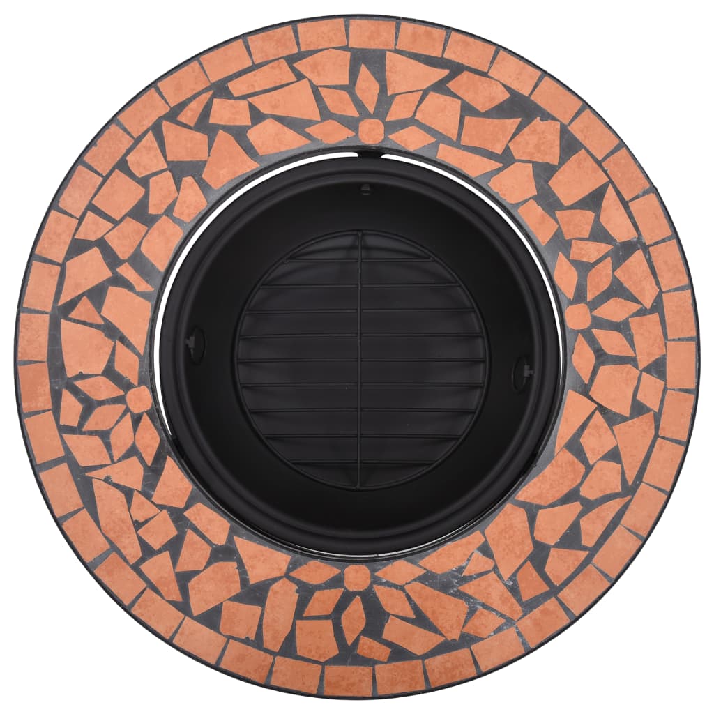 vidaXL Palenisko z mozaiką, terakota, 68 cm, ceramika