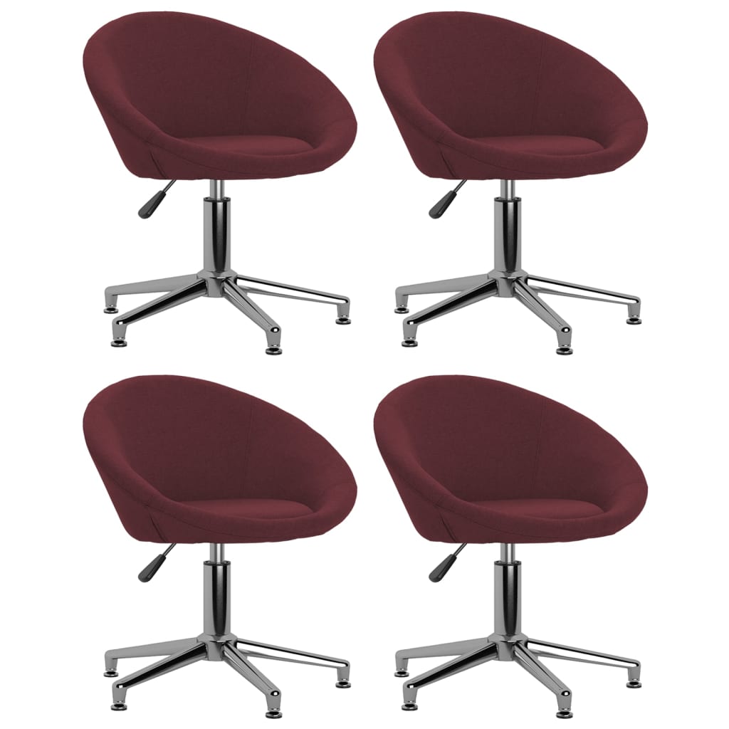vidaXL Obrotowe krzesła stołowe, 4 szt., fioletowe, obite tkaniną
