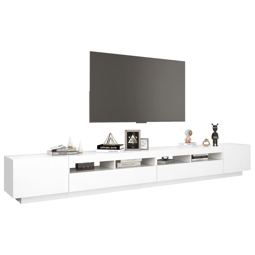 vidaXL Szafka pod TV z oświetleniem LED, biała, 300x35x40 cm