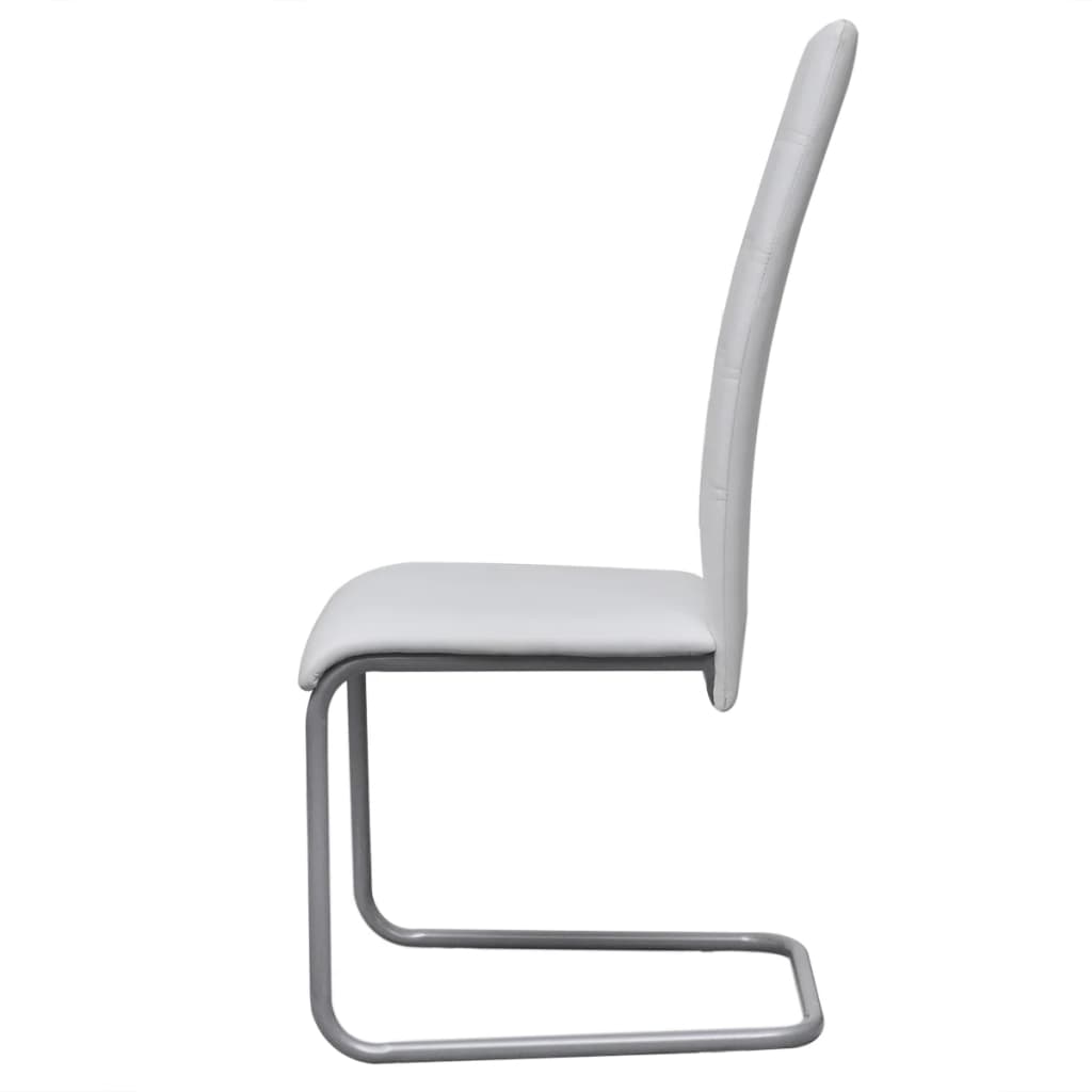 vidaXL Krzesła stołowe, wspornikowe, 4 szt., białe, sztuczna skóra