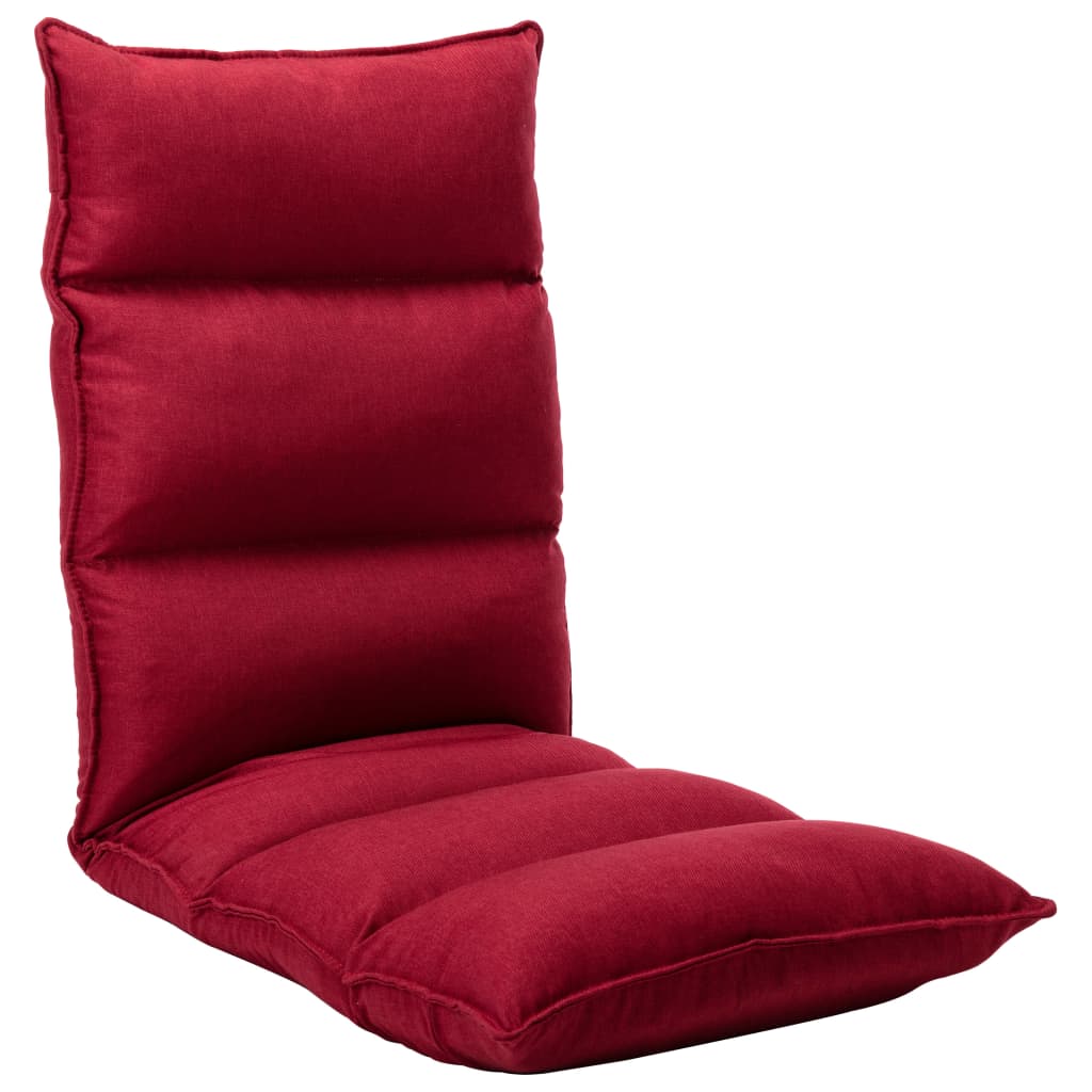 vidaXL Składane krzesło podłogowe, winna czerwień, tkanina