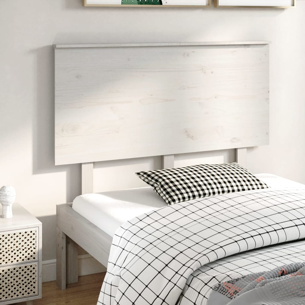 vidaXL Wezgłowie łóżka, białe, 124x6x82,5 cm, lite drewno sosnowe