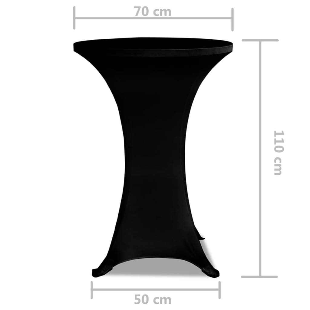 Obrus na stół barowy Ø 70 cm czarny rozciągany 2 szt
